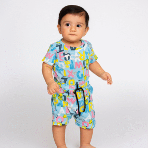 Baby Boysโ Alphabet & Animal Print Romper โ Blue