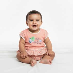 Baby Girl Cotton Frock Style Romper – Mint Green, Peach, Lavender