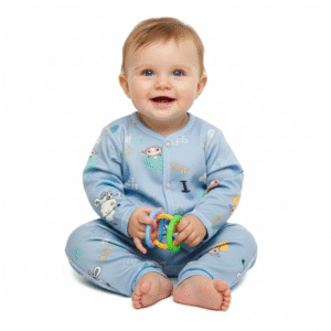 Baby Blue Cotton Night Suit | Cow Print Pajama Set for 6–12 Months Boys & Girls