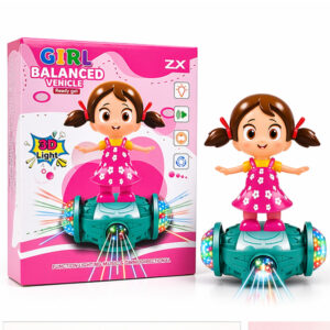 Dancing Girl Toy with 3D Lights & Music | Self Balancing Rotating Toy for Kids | Musical LED Toy for Boys & Girls (360° Moving)