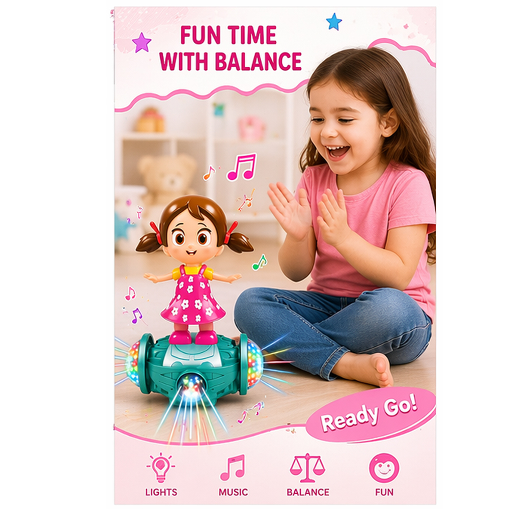 Dancing Girl Toy with 3D Lights & Music | Self Balancing Rotating Toy for Kids | Musical LED Toy for Boys & Girls (360° Moving) - Image 5